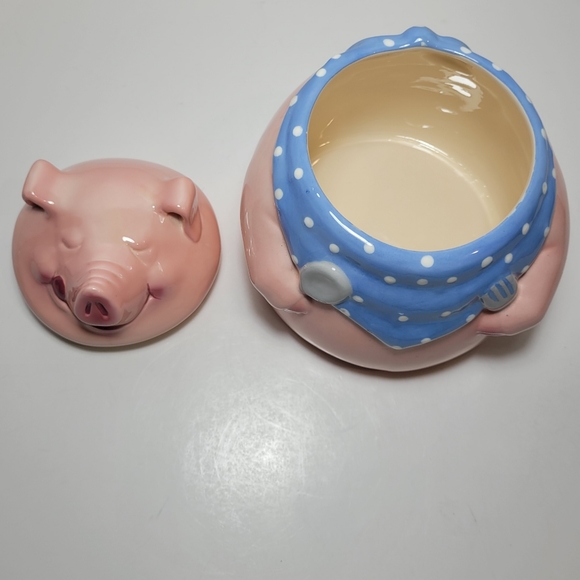 Pink Pig Out Vintage Clay Art Cookie Jar 1991 Excellent - Picture 11 of 16